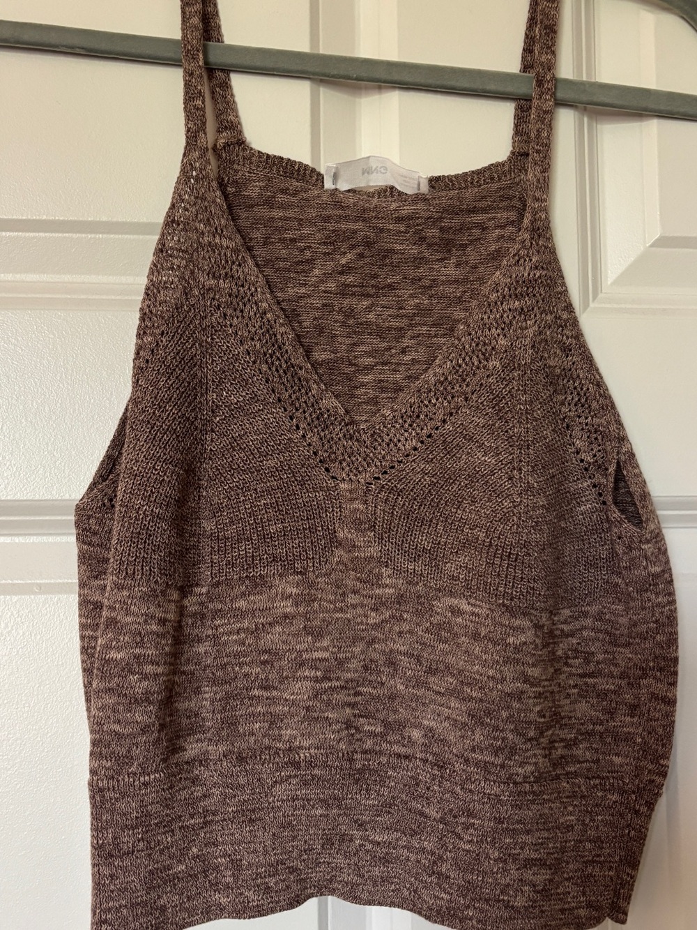 Mango Marled Brown V-Neck Knit Tank